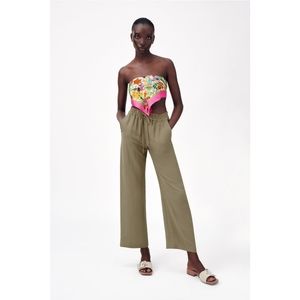NWT Zara Flowy Pants Taupe Brown Sz M
